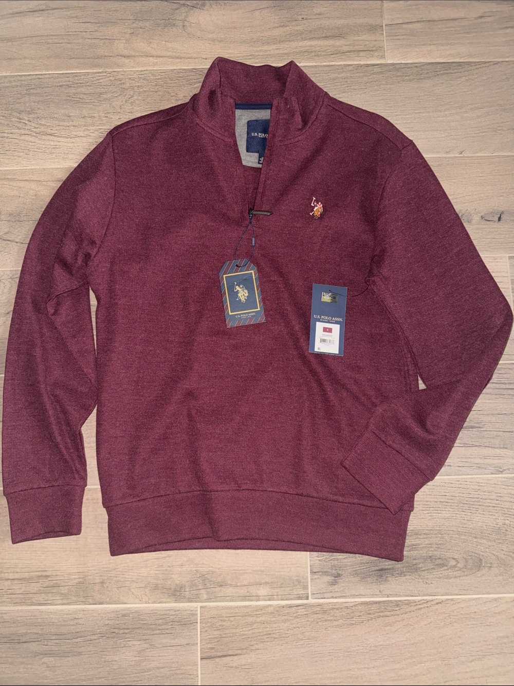U.S. Polo Assn. Men's Zip Mockneck Sweater - Wine